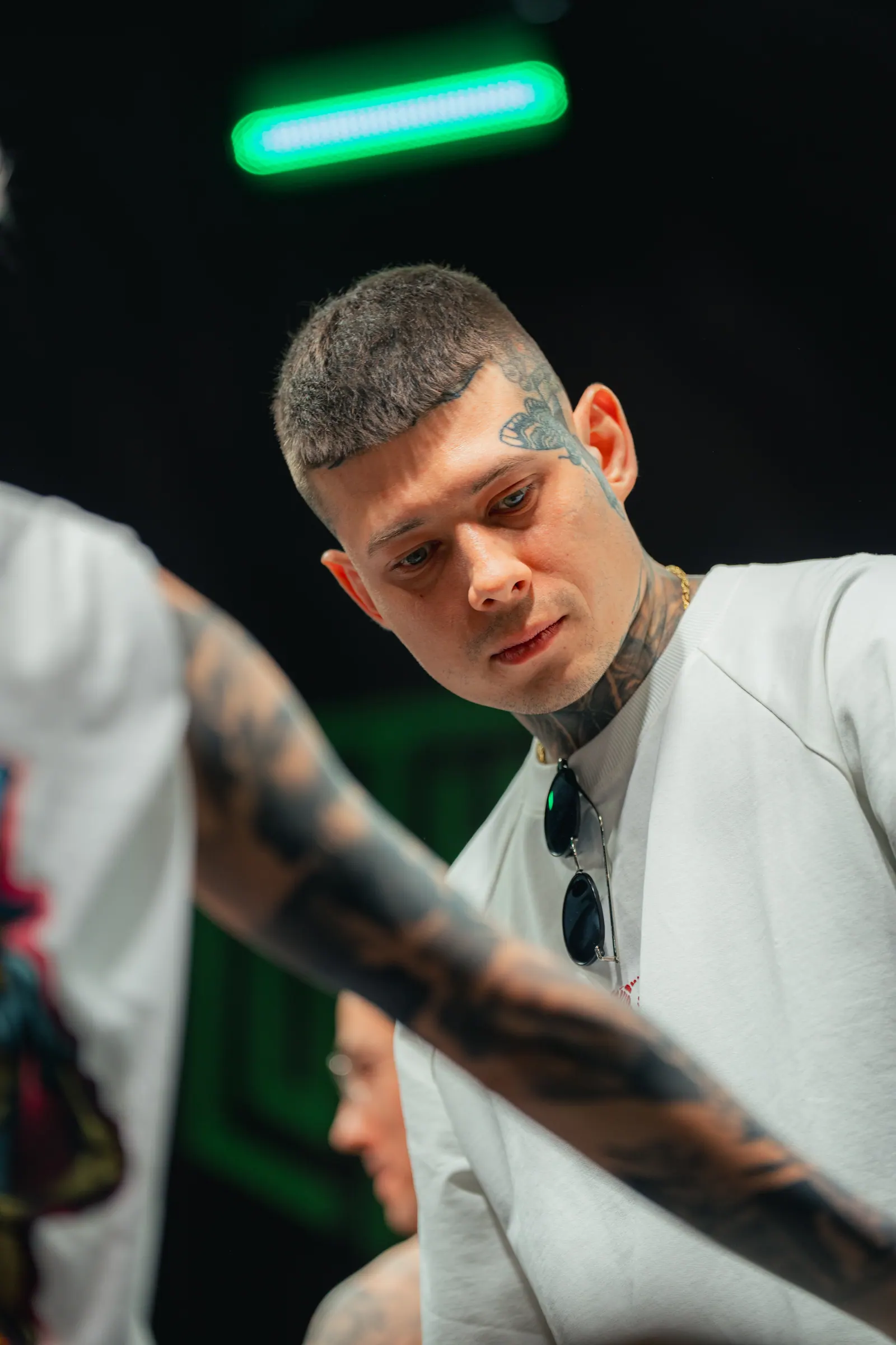 Tattoo artist Alex666cold — close-up at European tattoo convention, multiple award winner