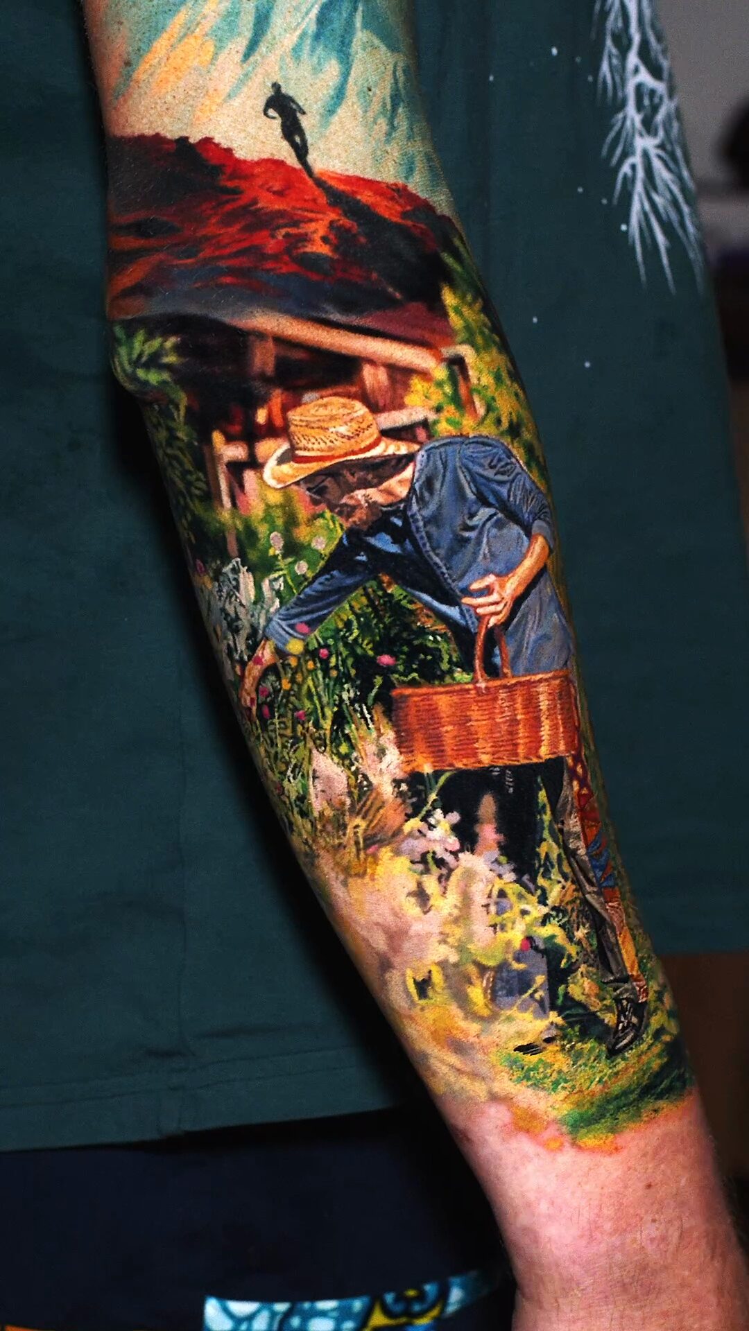 Genreszene als Tattoo – Peter Fankhauser im Garten, Tätowierer Alex666cold
