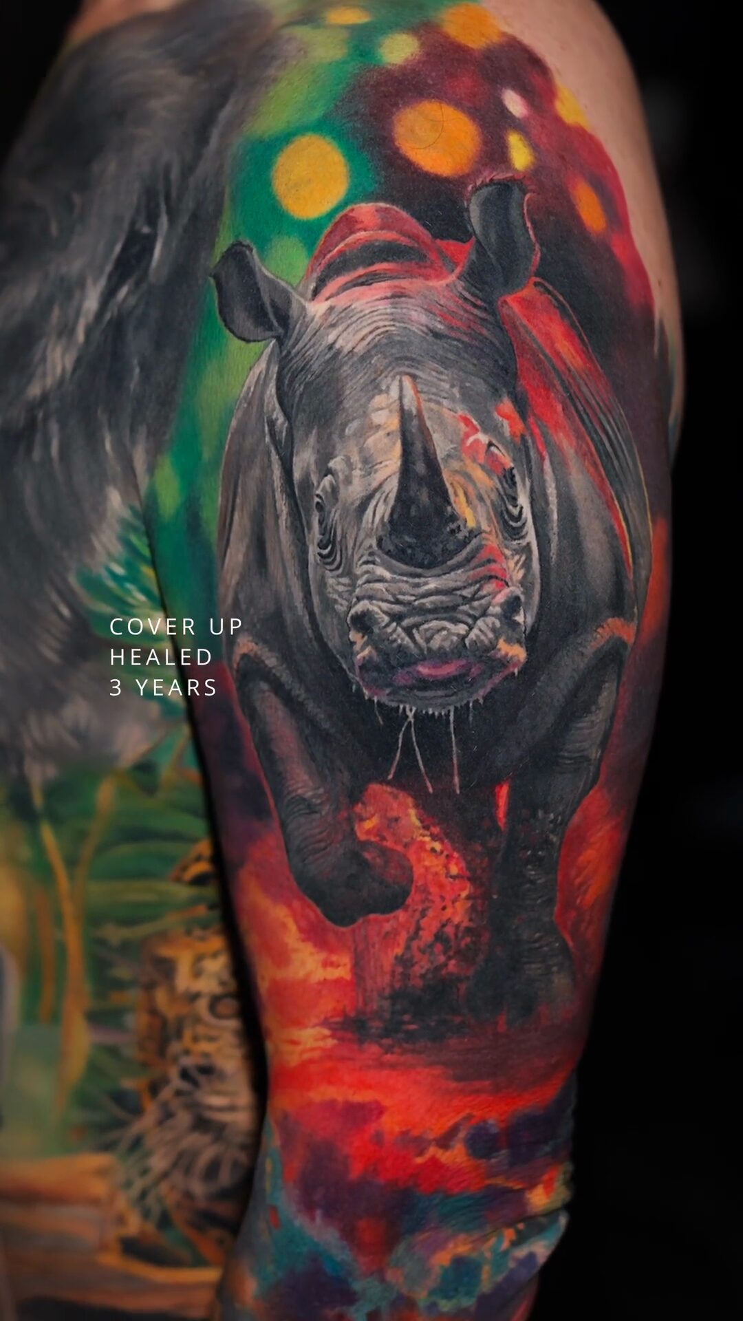 Nashorn-Tattoo – Hautdetail – feine Textur der grauen Haut, Breslau